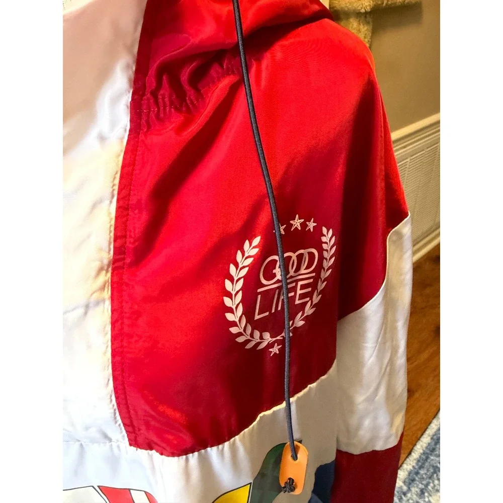 Camp Good Life Mens 2XL Nautical Colorblock Windbreaker Anorak Jacket Flags